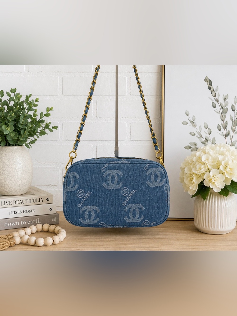 CHANEL Blue Denim CC Logo Beauty Bag GWP VIP item